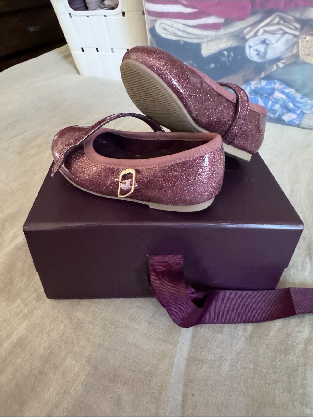 Jamie Kay Girls Glitter Mary Janes in Dusty Rose